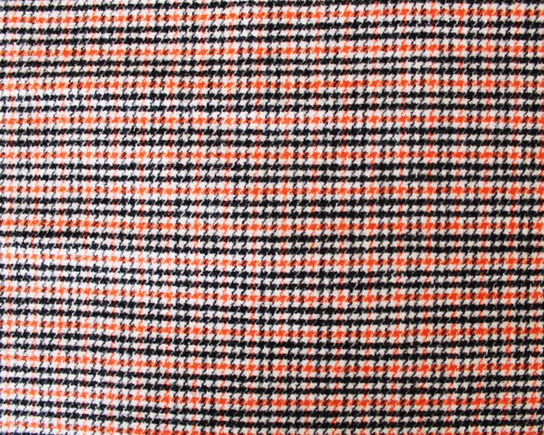 Orange Brushed Dogtooth Check Wool Mix