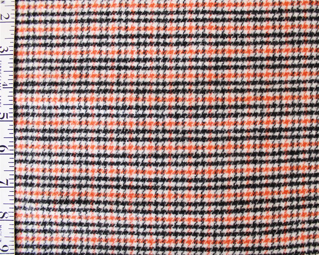 Orange Brushed Dogtooth Check Wool Mix