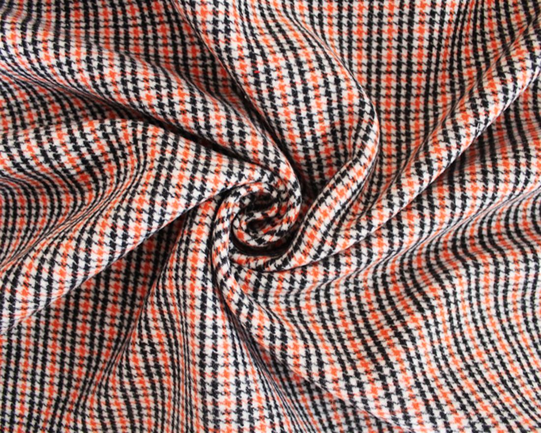 Orange Brushed Dogtooth Check Wool Mix