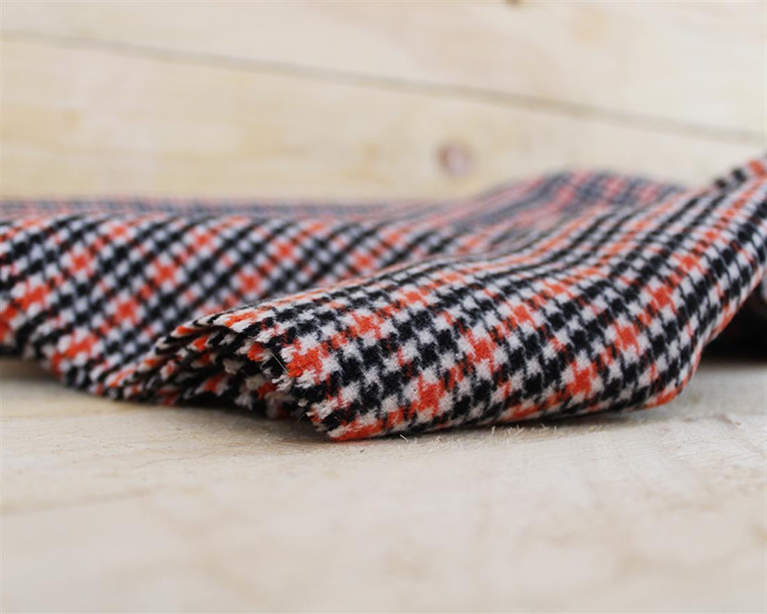 Orange Brushed Dogtooth Check Wool Mix