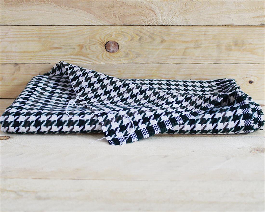 Bottle Green Small Woven Dogtooth Wool Mix