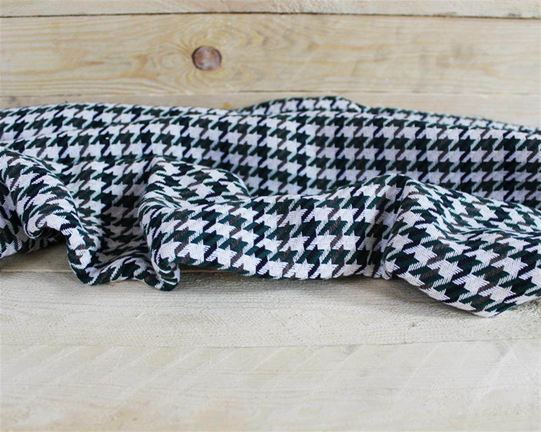Bottle Green Small Woven Dogtooth Wool Mix