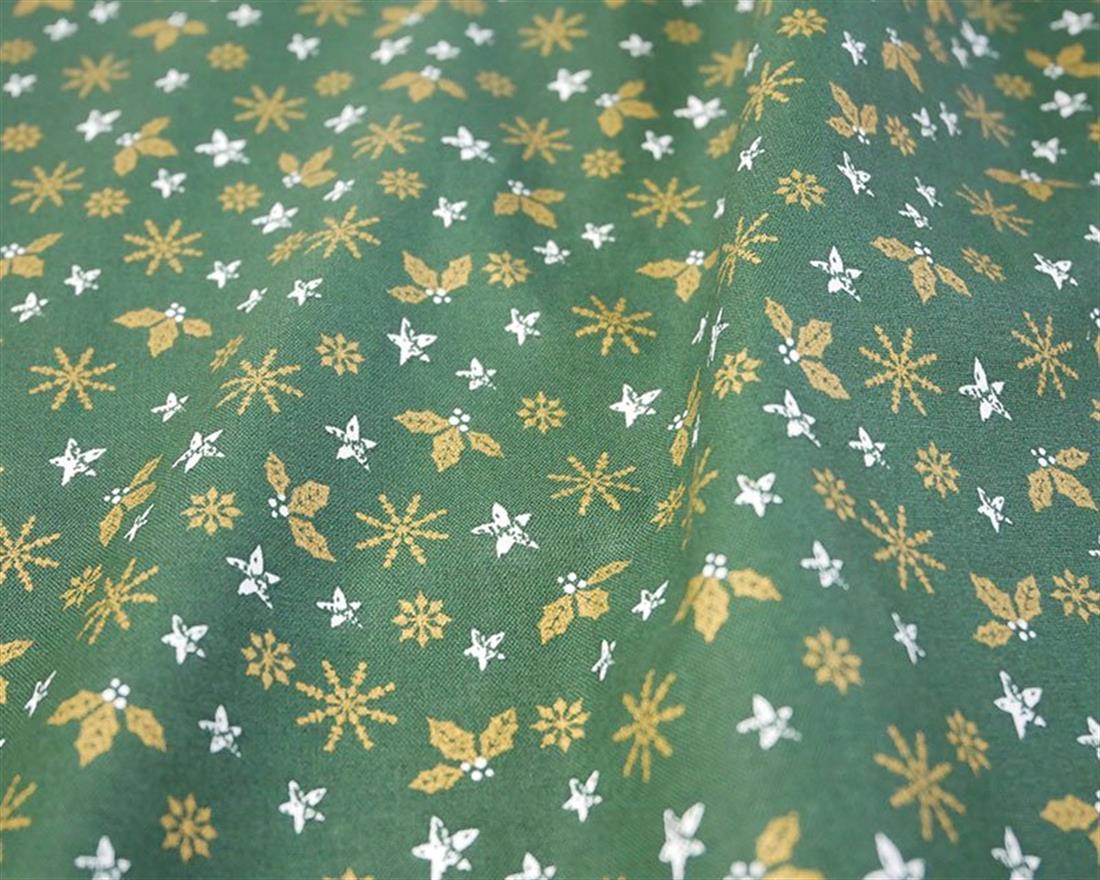 Bottle Printed Cotton Xmas Holly SnowFlake