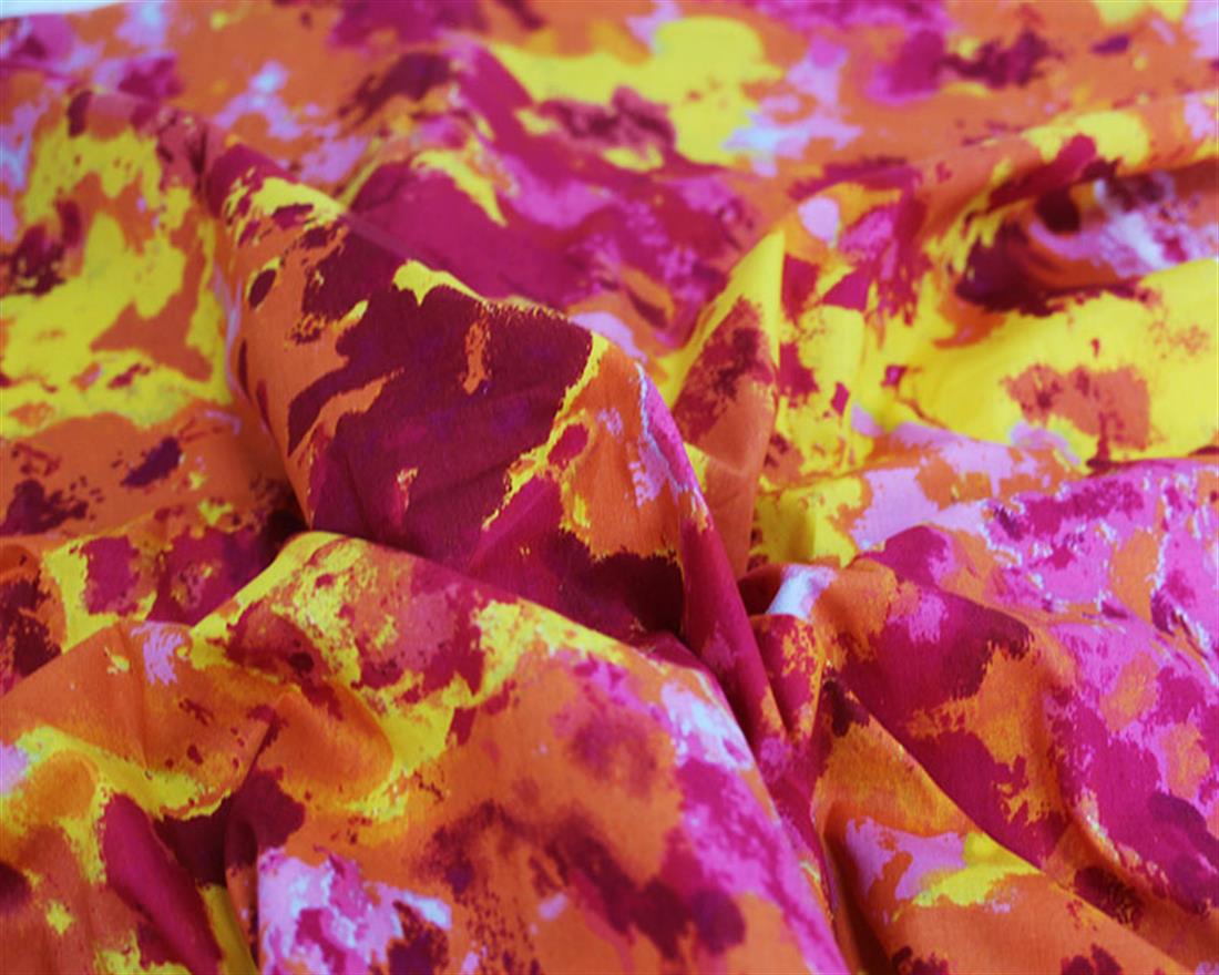 Red Printed Tie Dye Inspired Cotton Poplin Fabric