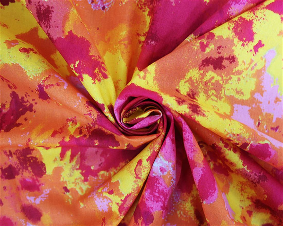 Red Printed Tie Dye Inspired Cotton Poplin Fabric
