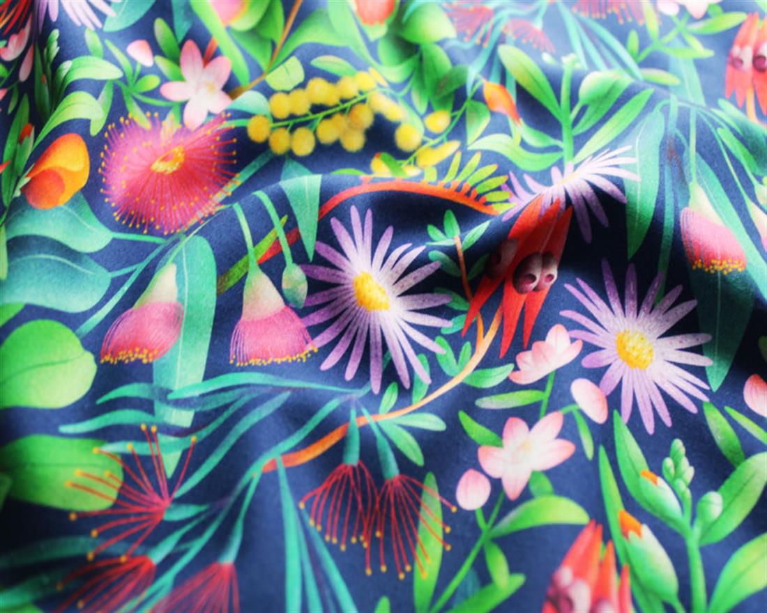 Navy Cotton Little Johnny - Beautiful Florals