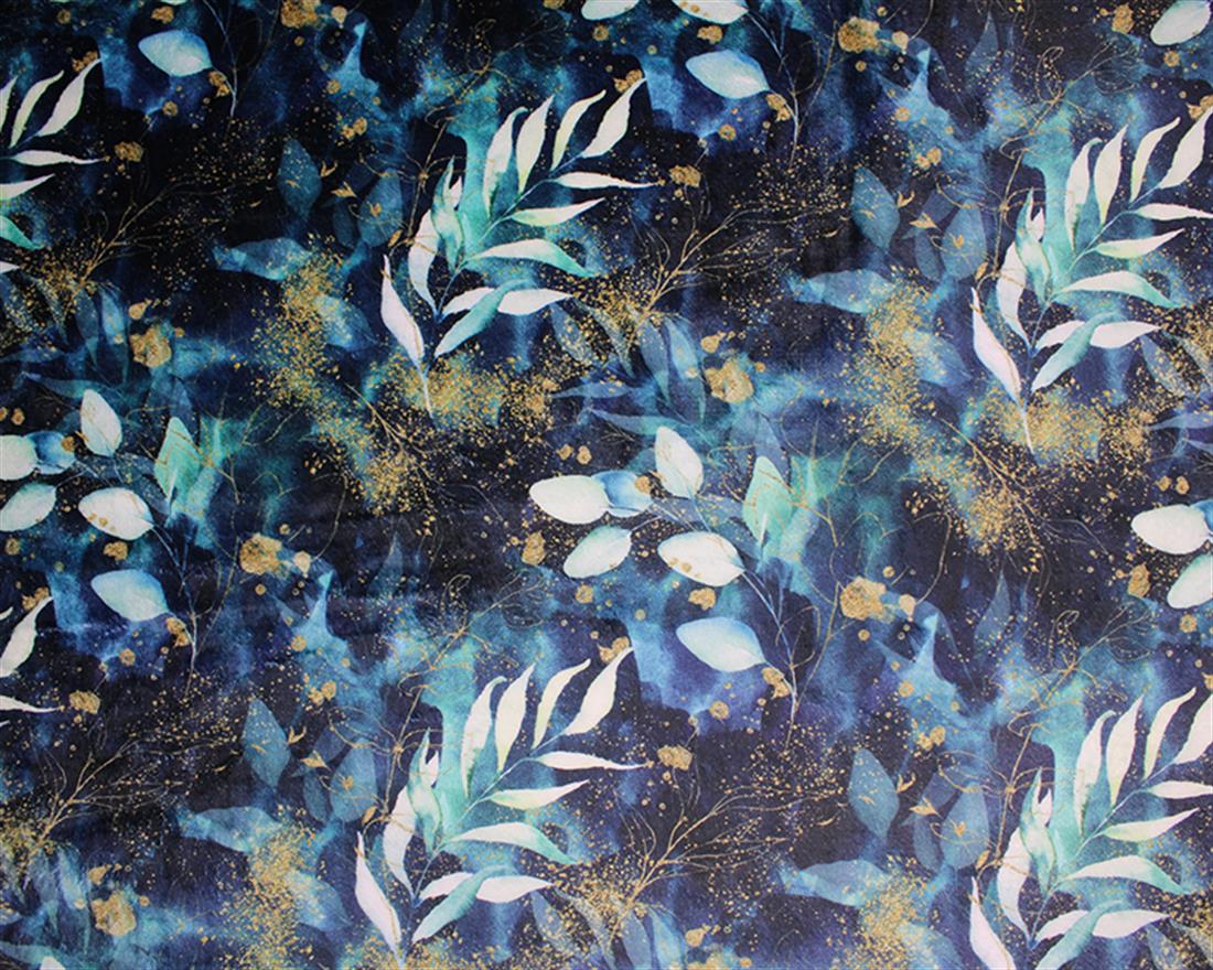 Teal Gilded Garden Digital Printed Fleece Fabric