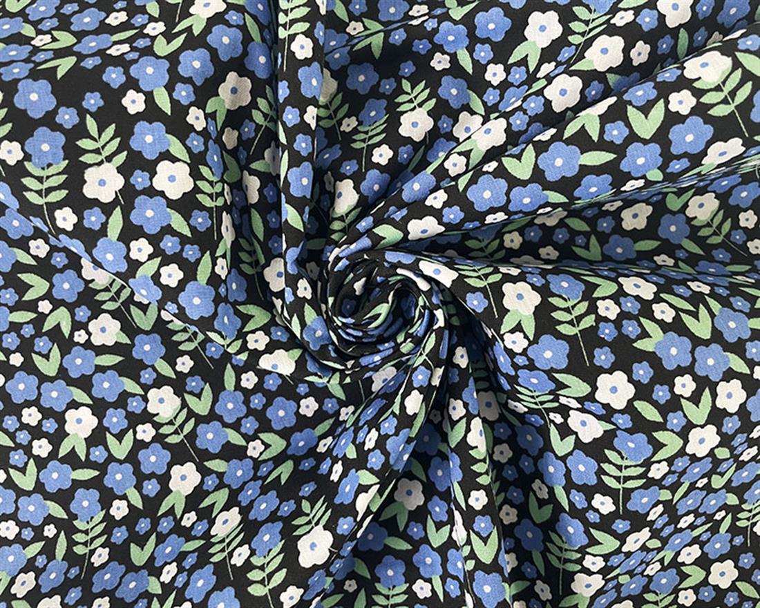 Black Cotton Printed Poly Cottons