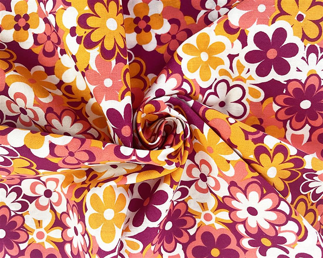 Orange Cotton Printed Poly Cottons