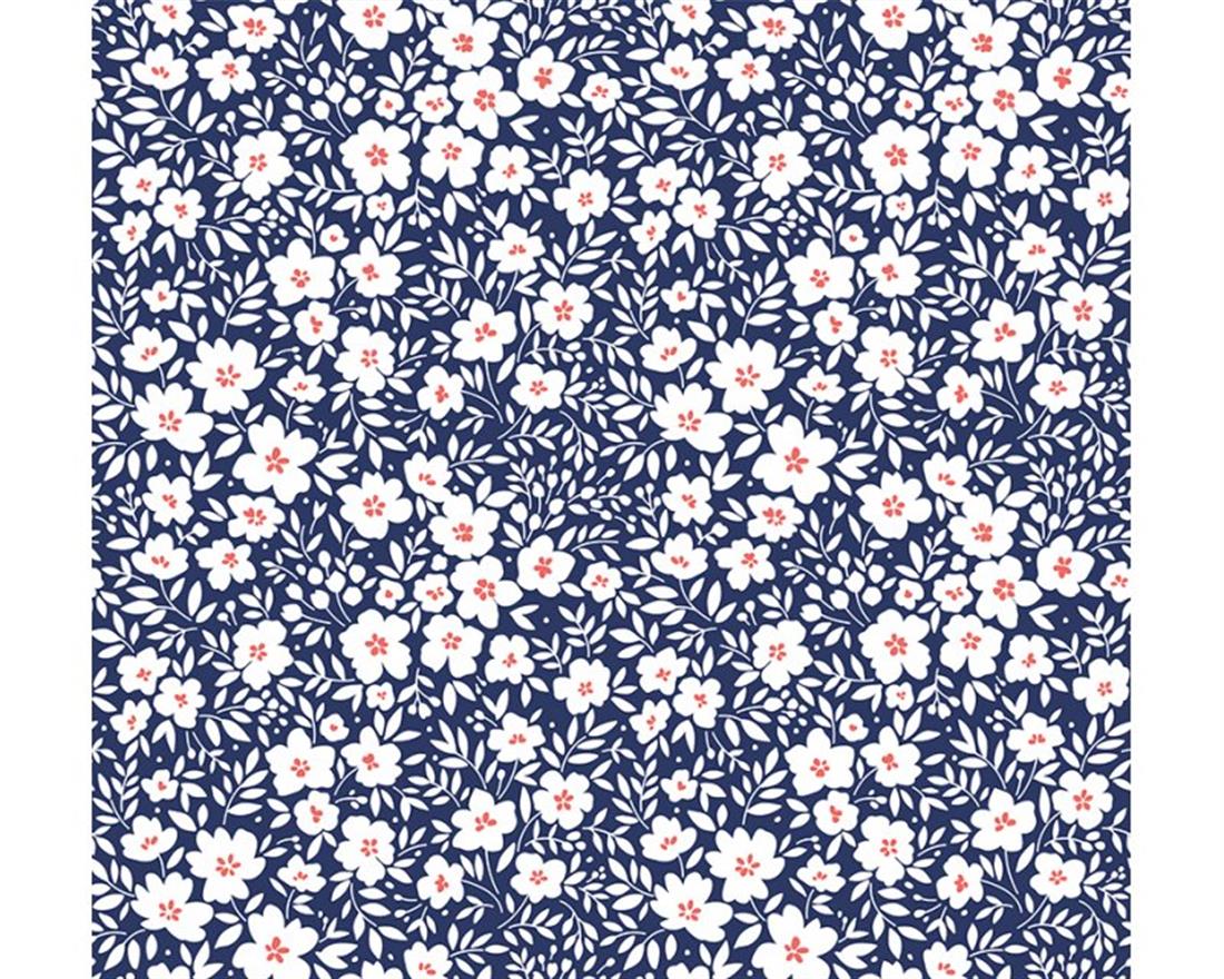 Navy Printed Poly Cotton Fabric Craft Quilting Patchwork Dressmaking