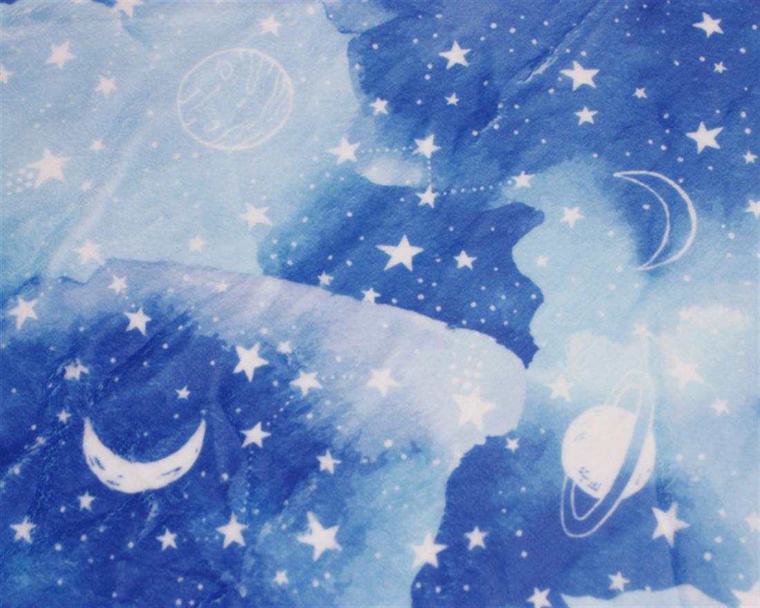 Blue Space Digital Bubs Fleece Fabric