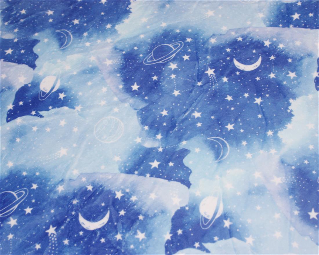Blue Space Digital Bubs Fleece Fabric