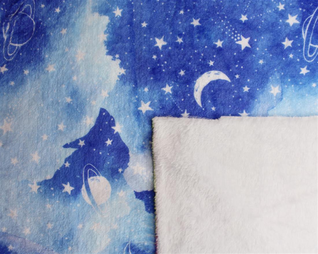 Blue Space Digital Bubs Fleece Fabric