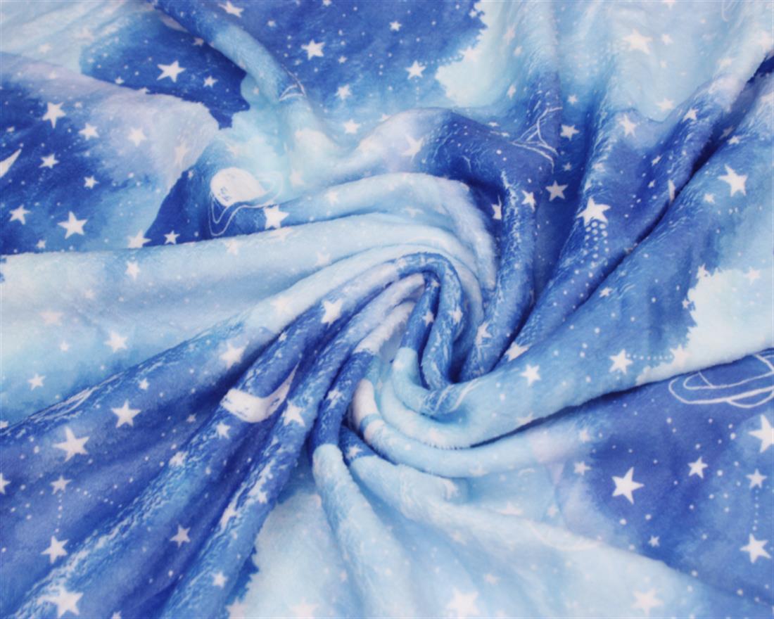 Blue Space Digital Bubs Fleece Fabric
