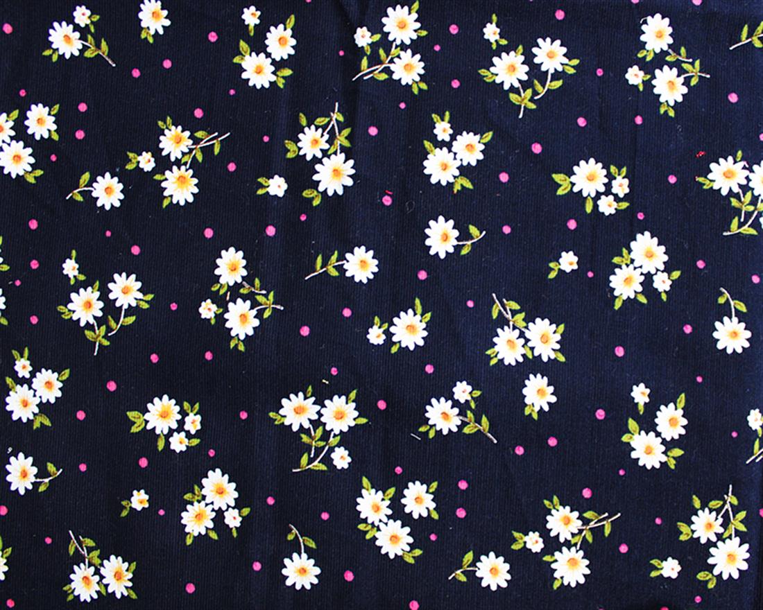 Navy Cotton Daisy Cord - Dressmaking Costumes Quality Corduroy Fabric