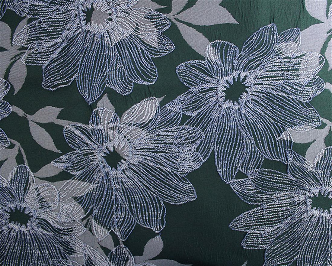 Dark Green Metallic Flowers Brocade