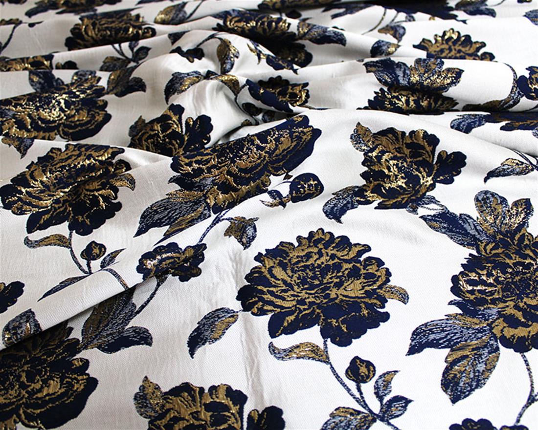 Off White Ornate Flowers Brocade