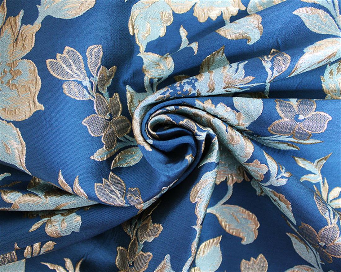 Blue Blooming Floral Brocade
