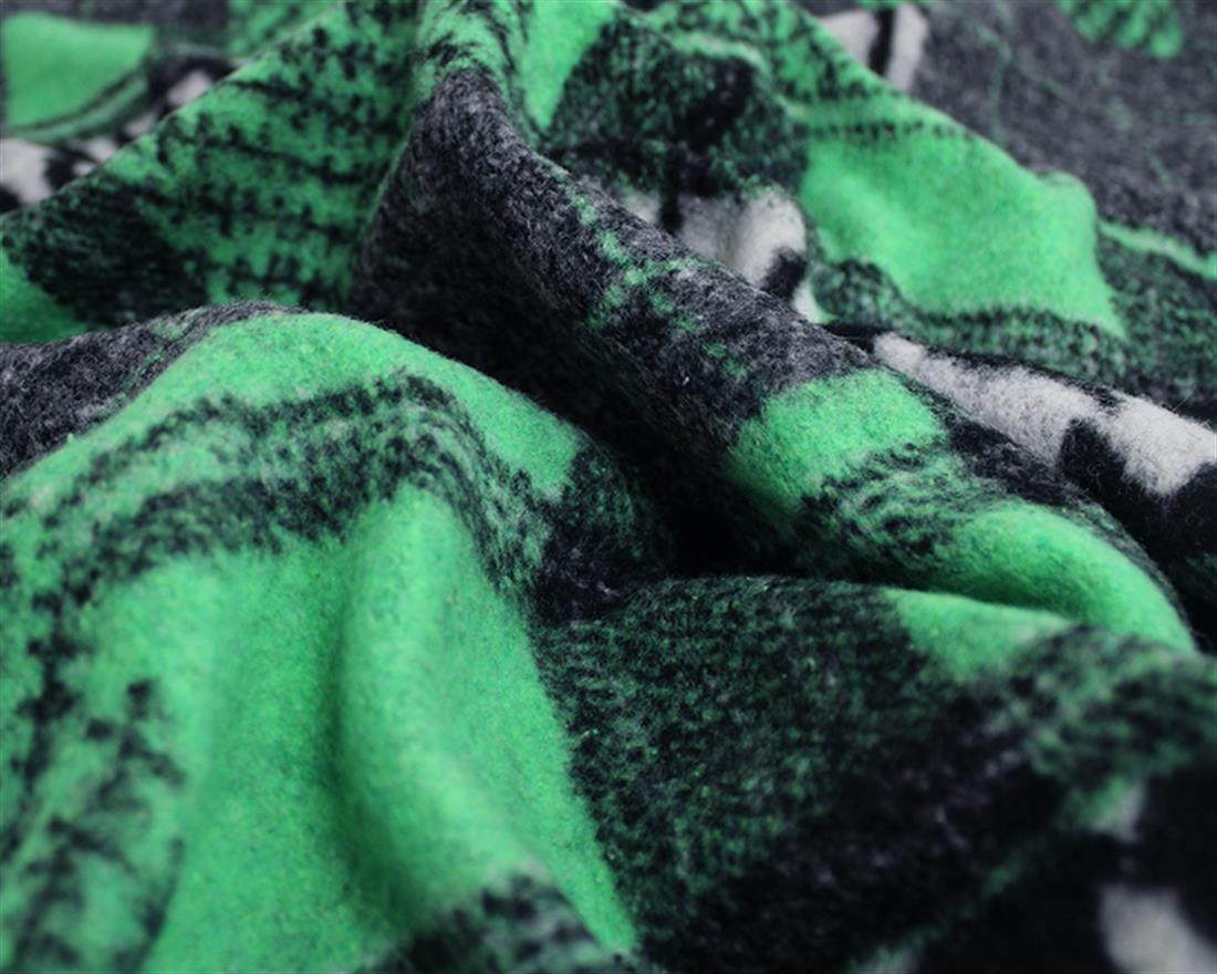 Green Patchwork Houndstooth Wool Mix