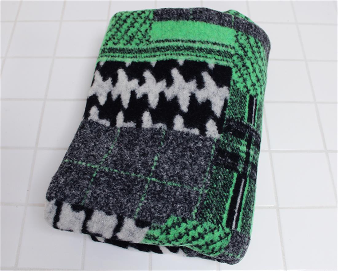 Green Patchwork Houndstooth Wool Mix