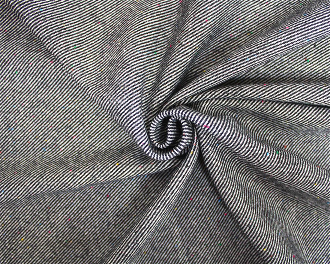 Black Speckled Diagonal Stripe Wool Mix