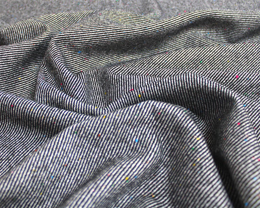 Black Speckled Diagonal Stripe Wool Mix