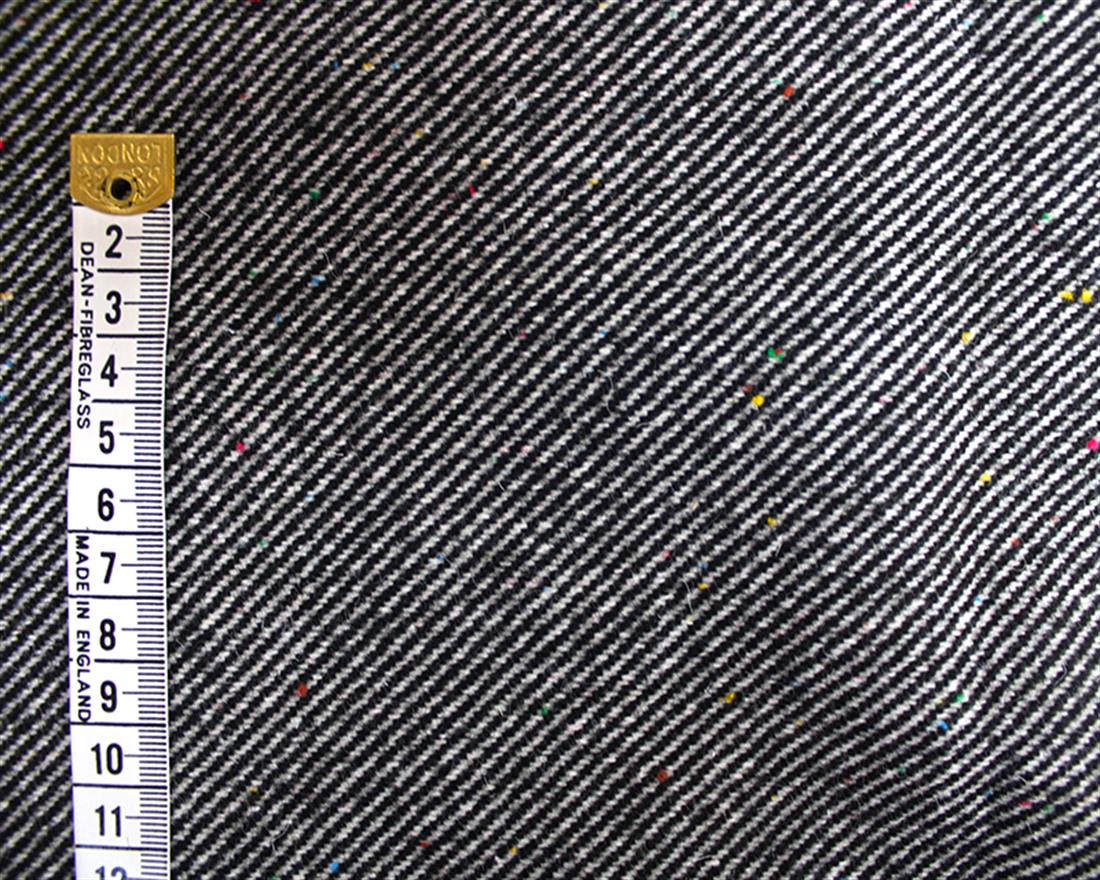 Black Speckled Diagonal Stripe Wool Mix