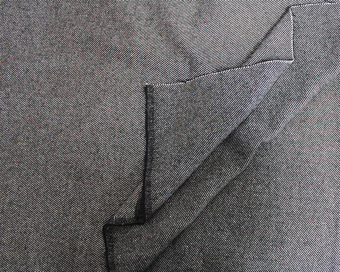 Black Speckled Diagonal Stripe Wool Mix