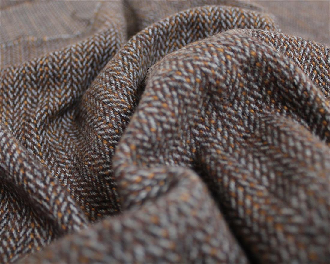 Brown Small Herringbone Wool Mix