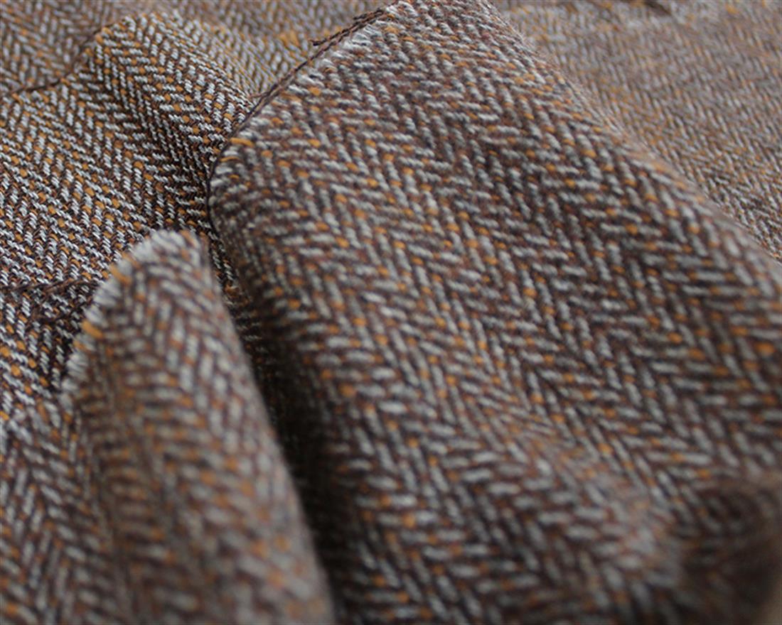 Brown Small Herringbone Wool Mix