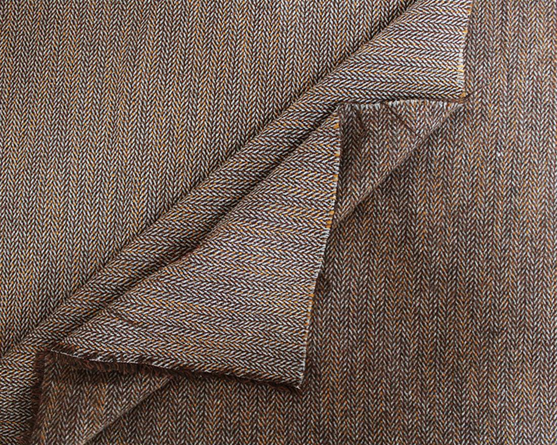 Brown Small Herringbone Wool Mix