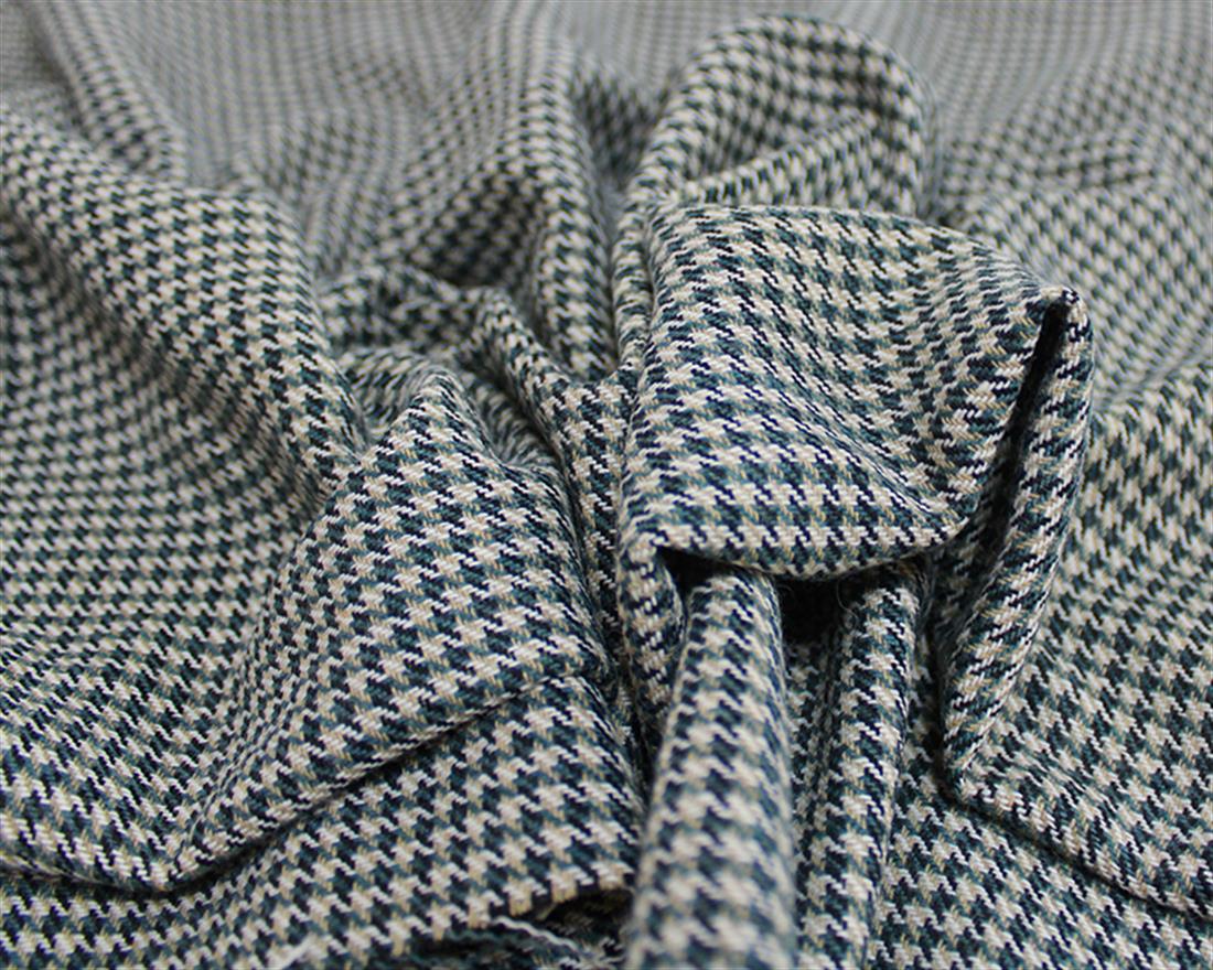 Sage Striped Ditsy Dogtooth Wool Mix