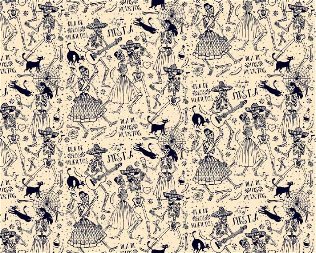 Beige Little Johnny Day of The Dead Fiesta Cotton
