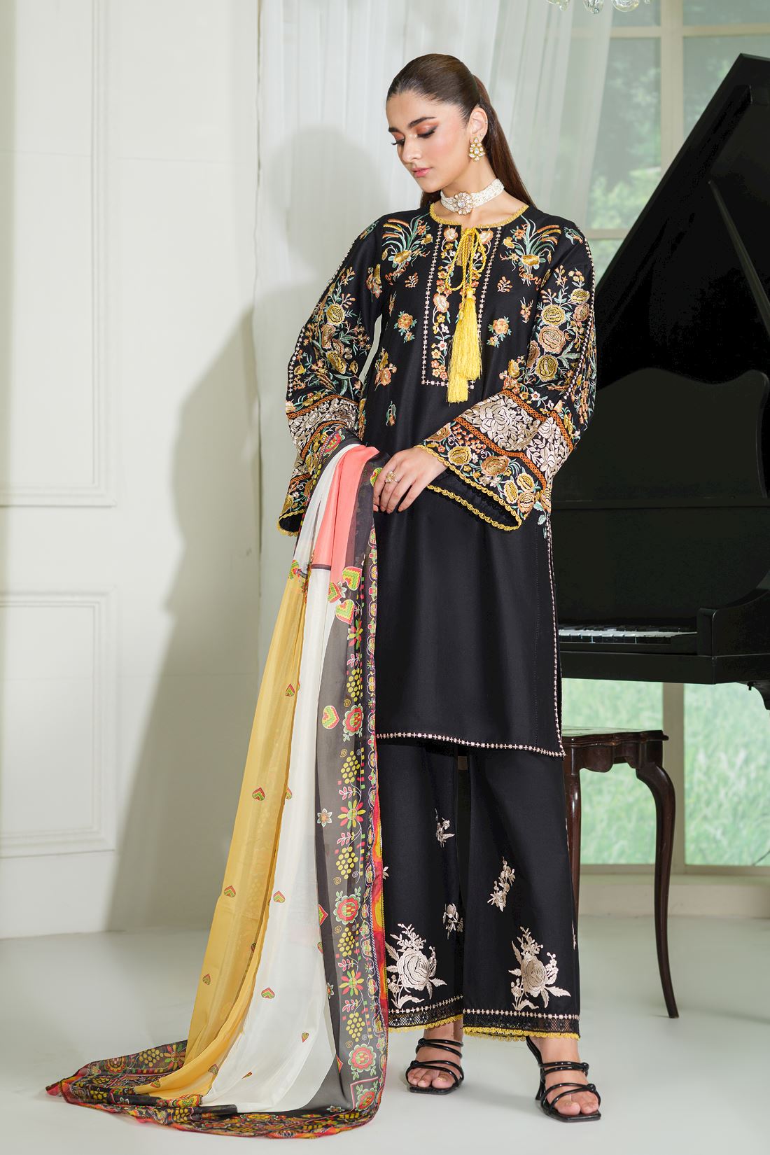 Embroidered Silk Ladies Readymade