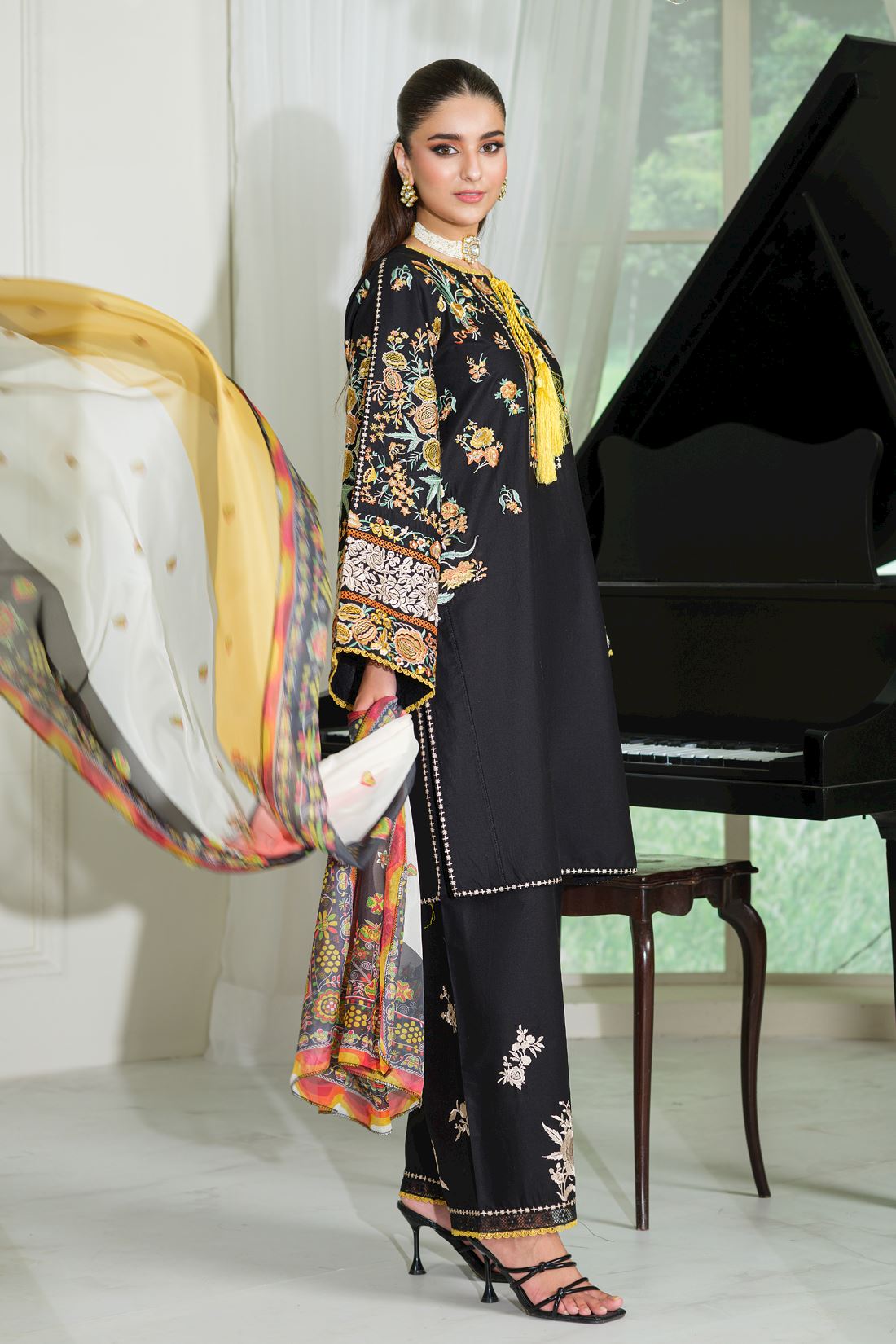 Embroidered Silk Ladies Readymade