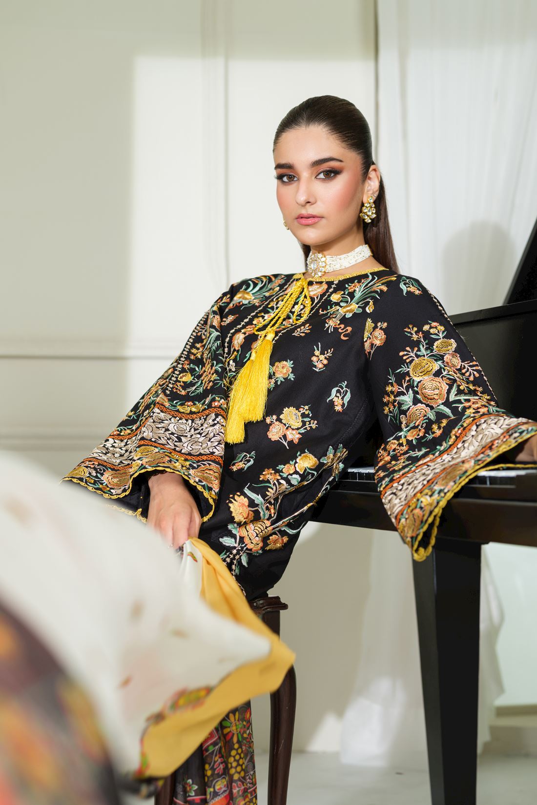 Embroidered Silk Ladies Readymade