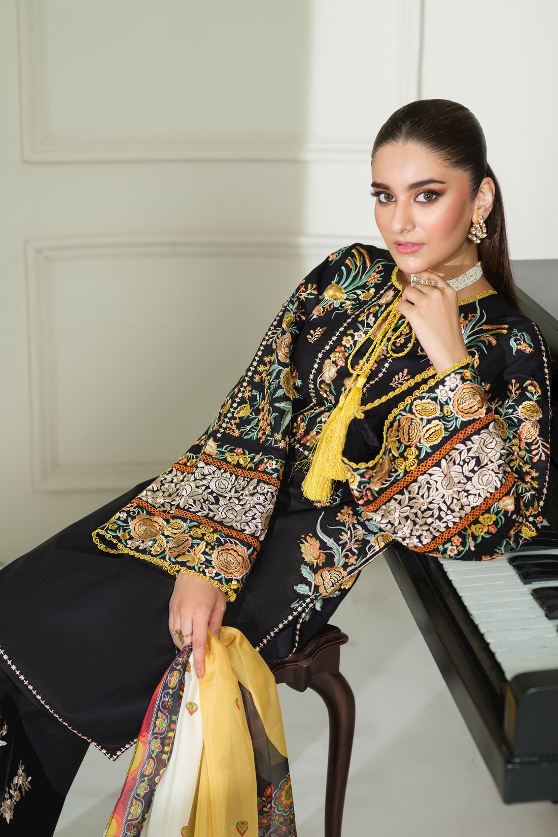 Embroidered Silk Ladies Readymade