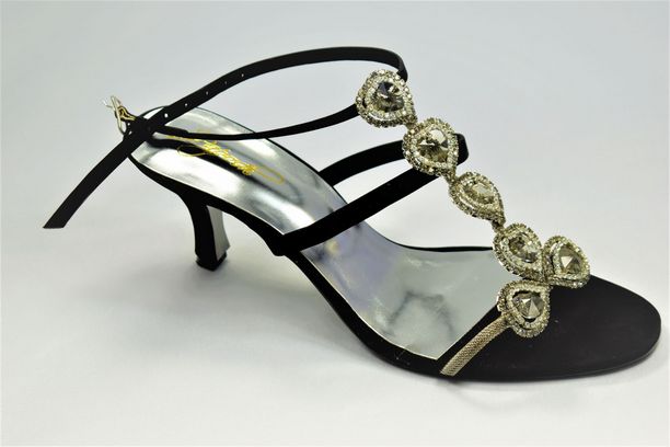 Black Ladies Sandals with Rhinestone Embellishment