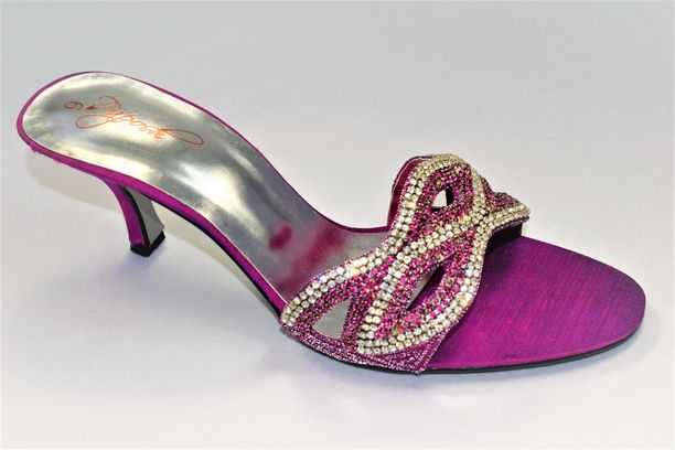 Fuschi Ladies Shoes Open Toe with Rhinestone Embellishment