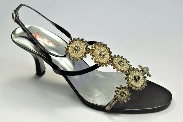 Black Ladies Shoes with Rhinestone Work 2.5 Inch Heel