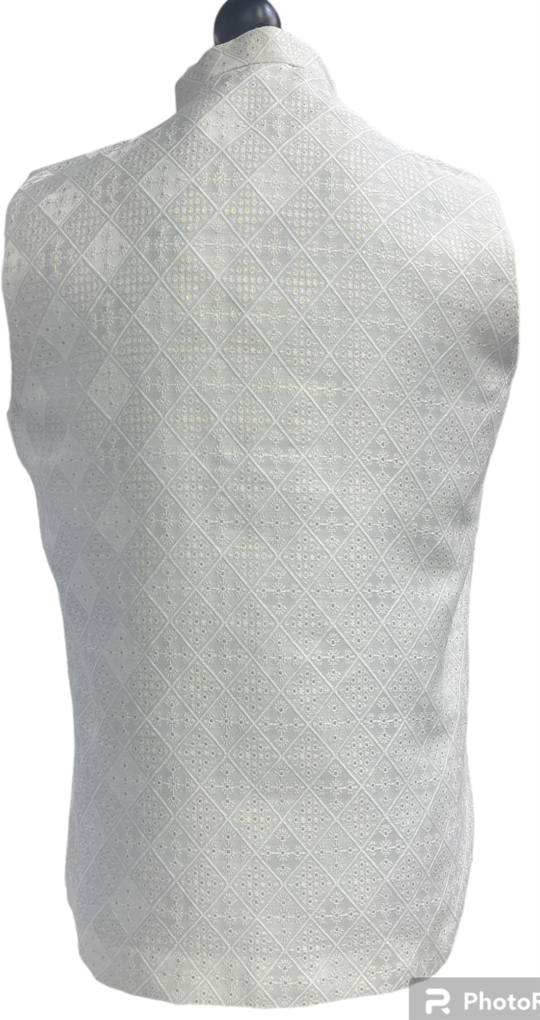 Ivory Printed Mens Waistcoat