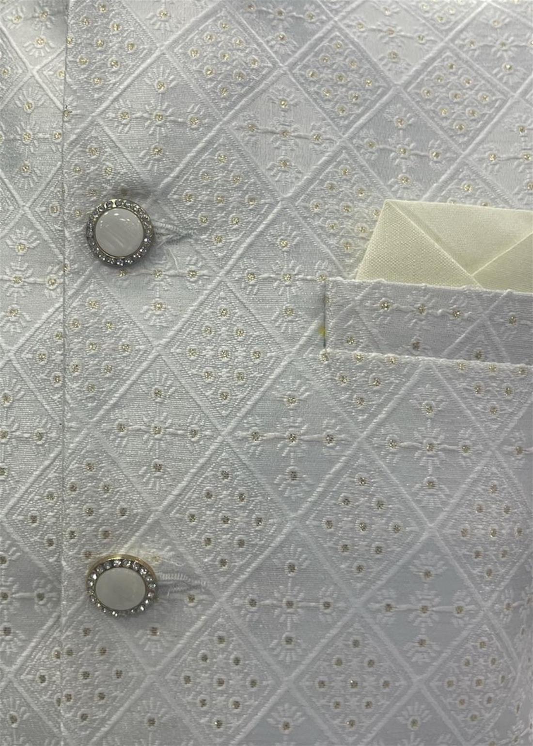 Ivory Printed Mens Waistcoat