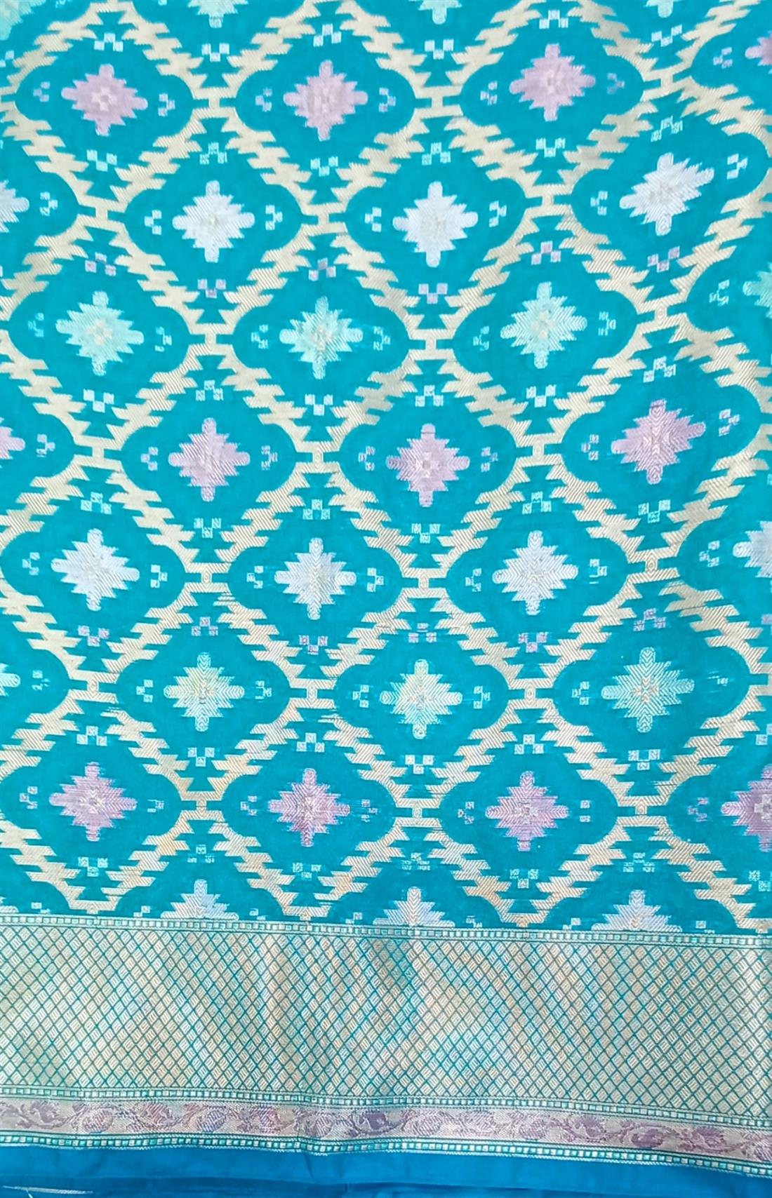 Blue Banarasi Kathan Saree Comes with Blouse Piece.