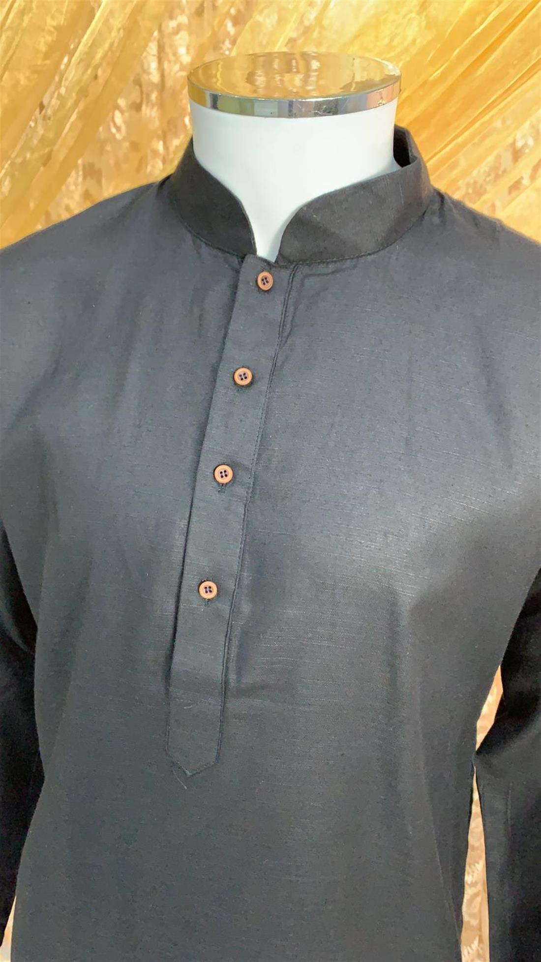 Navy cotton blend kurta pajma with matching button ideal perfect for causal wear
