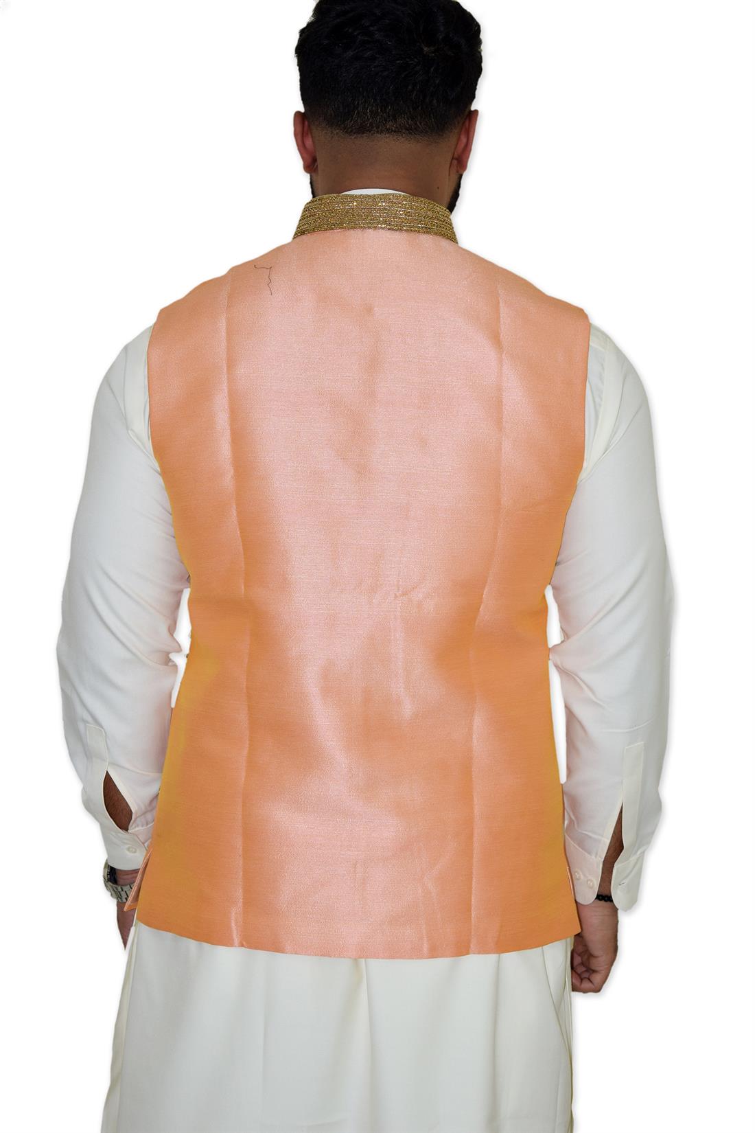 Pink & Black Art Silk Waistcoat with Beautiful Machine Embroidery
