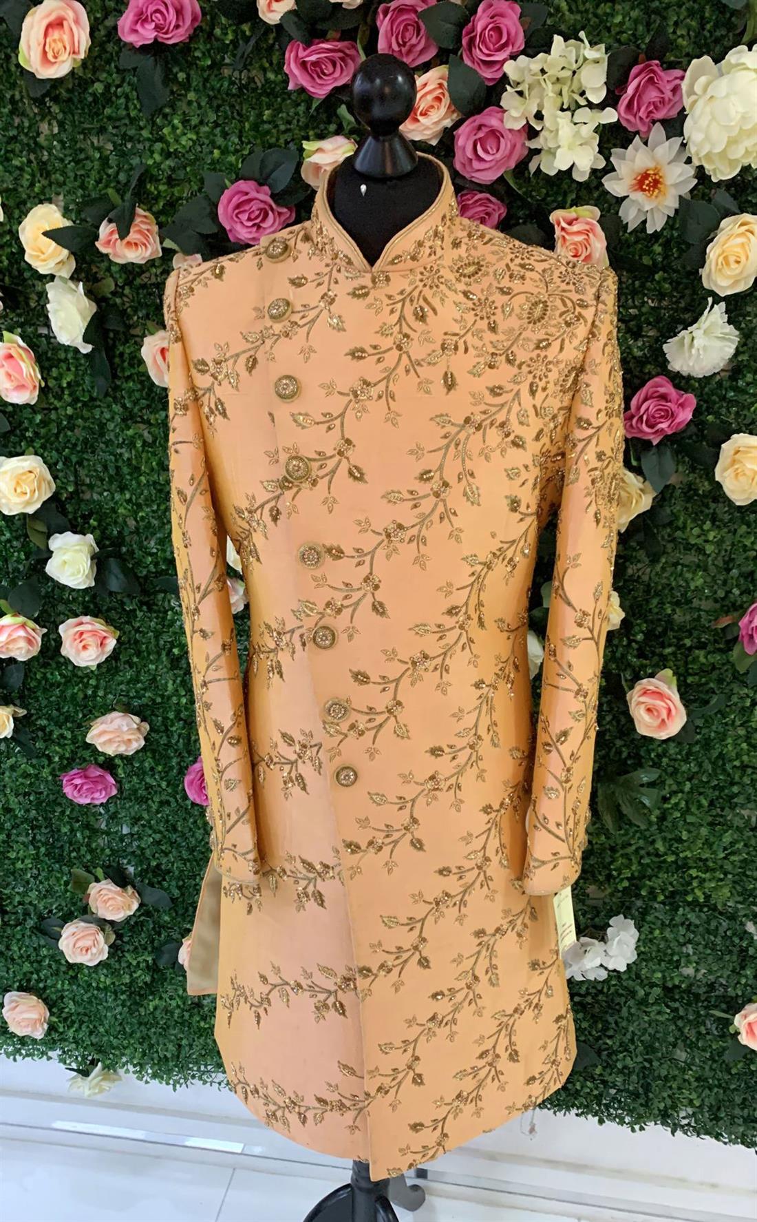 Peach Mens Sherwani