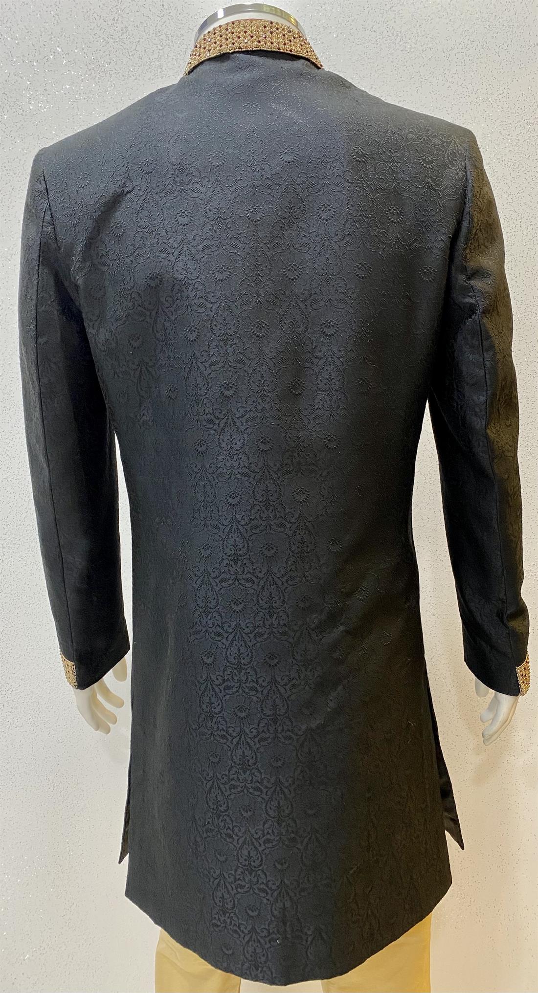 Black Embroidered Mens Sherwani