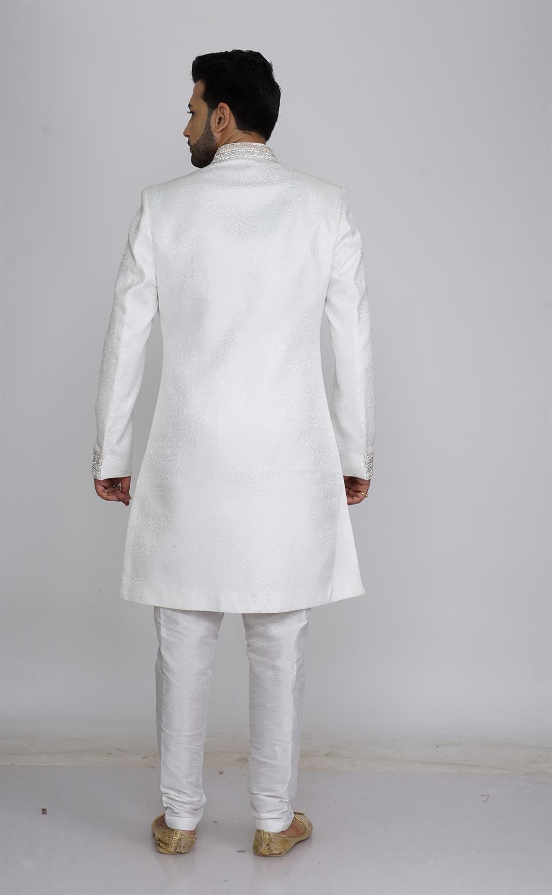 Ivory Embroidered Mens Sherwani