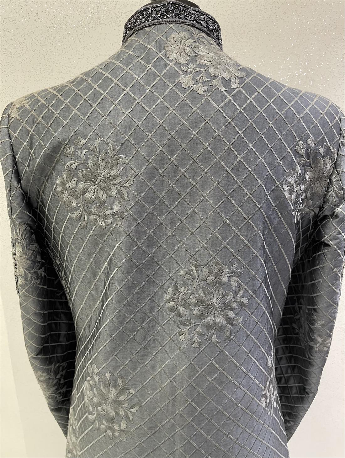 Grey Embroidered Mens Sherwani
