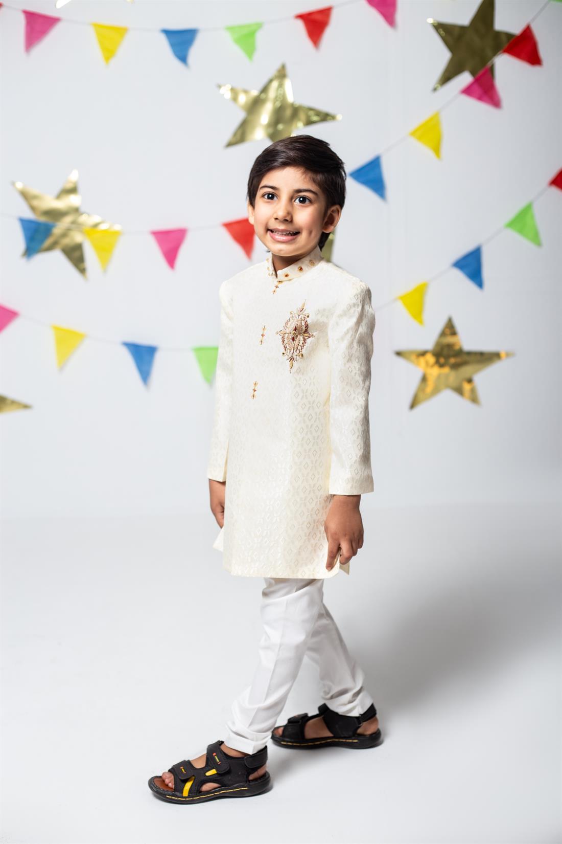 Cream Embroidered Kids